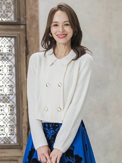 襟付きニットジャケット≪手洗い可能≫