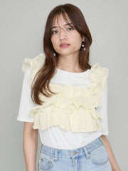 ギャザーフリルTシャツ≪手洗い可能≫