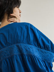 キャンブリックバックギャザー刺繍ブラウス≪手洗い可能≫