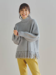 【WEB別注】ブレンドヤーンフリンジニット≪手洗い可能≫
