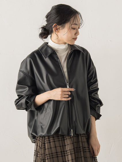 レザーライクブルゾン≪洗濯機で洗える≫