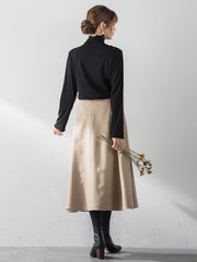 【S/M/L展開】冬仕様 美シルエットロングフレアスカート ≪洗濯機で洗える≫
