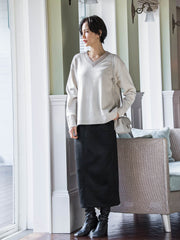 【WEB限定】≪洗えるニット/Lサイズあり≫ふわさらVネックニット