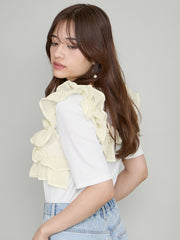 ギャザーフリルTシャツ≪手洗い可能≫