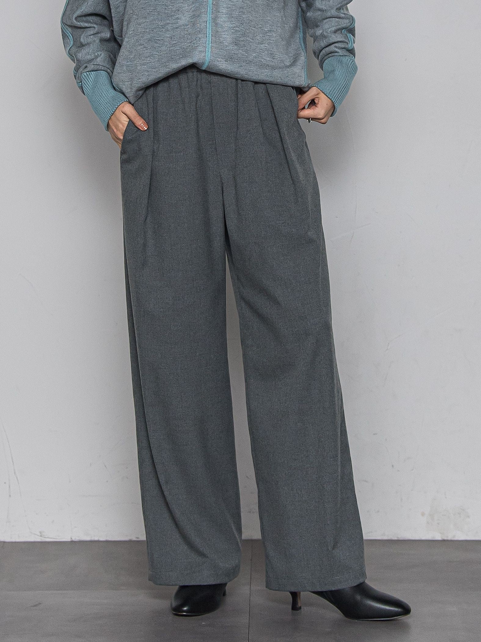 【一瞬で楽とキレイを叶える】裏起毛イージーワイドパンツ≪手洗い可能≫