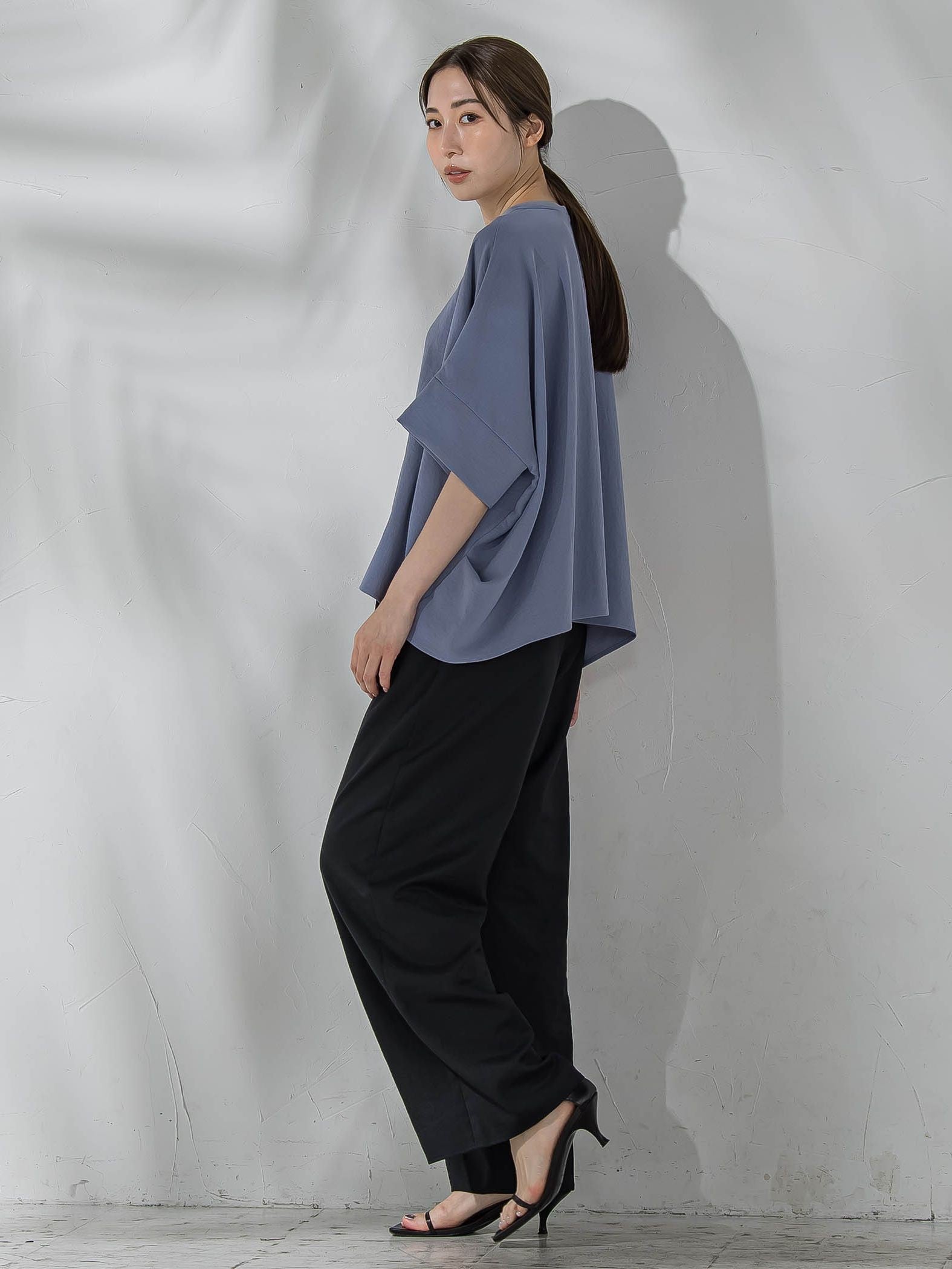 ハイストレッチカットソーブラウス≪洗濯機で洗える≫