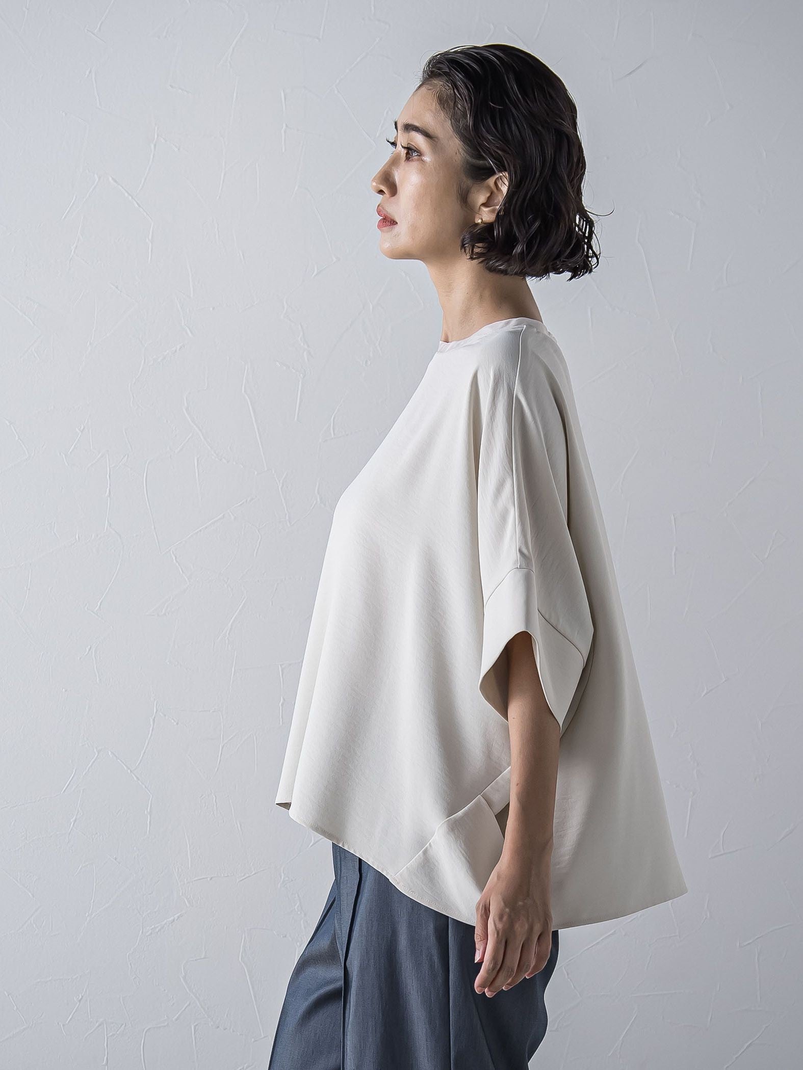 ハイストレッチカットソーブラウス≪洗濯機で洗える≫