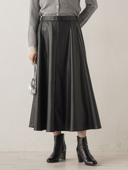 レザーライクスカート≪洗濯機で洗える≫