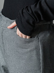 【大きいサイズ】【洗濯機で洗える】両面起毛あったか美脚テーパードチェックパンツ