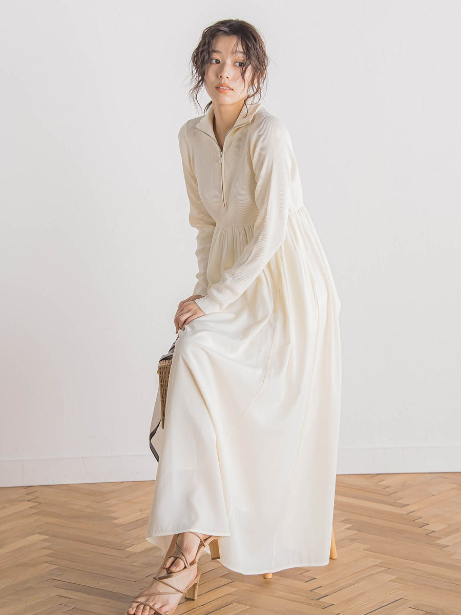 【美品】AIGNERアイグナーロングワンピースウール混ホワイト42I体型カバー 60%OFF】warmy knit onepiece2～ｳｫｰﾐｰﾆｯﾄﾜﾝﾋﾟｰｽ2 | flower／フラワー