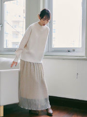 ラメチュールプリーツスカート≪洗濯機で洗える≫