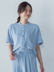 キレイ×リラックス バンドカラーブラウス≪手洗い可能≫