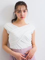 フロントクロスオフショルカットトップス≪手洗い可能≫