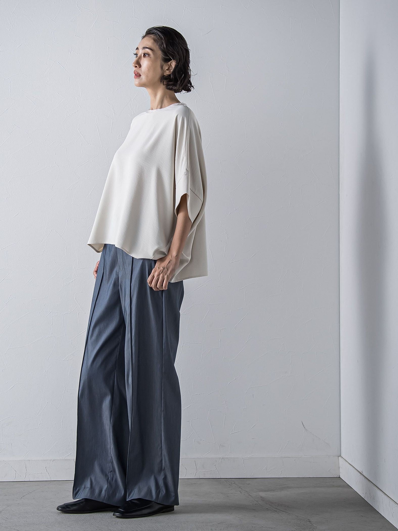 ハイストレッチカットソーブラウス≪洗濯機で洗える≫