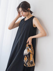 麻調シアー2WAYシャーリングワンピース≪手洗い可能≫