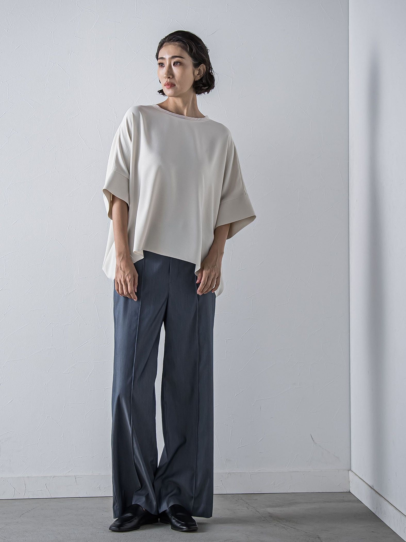 ハイストレッチカットソーブラウス≪洗濯機で洗える≫