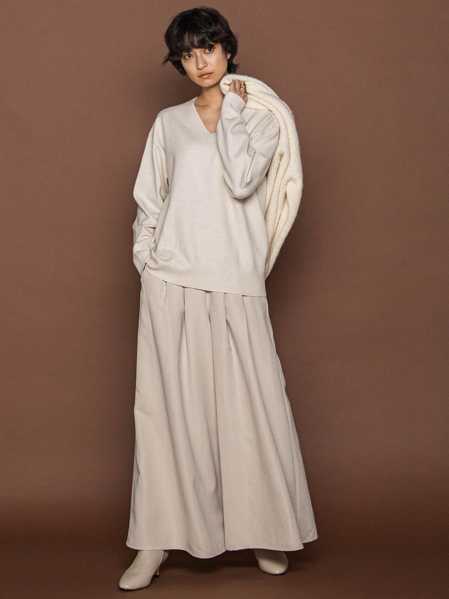 【ふわもち】Vネックニット≪洗濯機で洗える≫