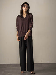LEVITAシアーVネックドルマンニットプルオーバー≪手洗い可能≫
