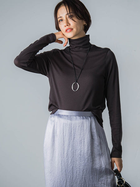 【WEB限定】吸湿発熱 タートルカットソー≪蓄熱保温/洗える≫