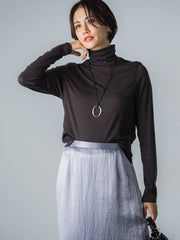 【WEB限定】吸湿発熱 タートルカットソー≪蓄熱保温/洗える≫