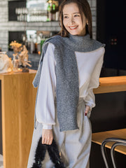 【KOREAN ITEM】マフラー付フードニット帽