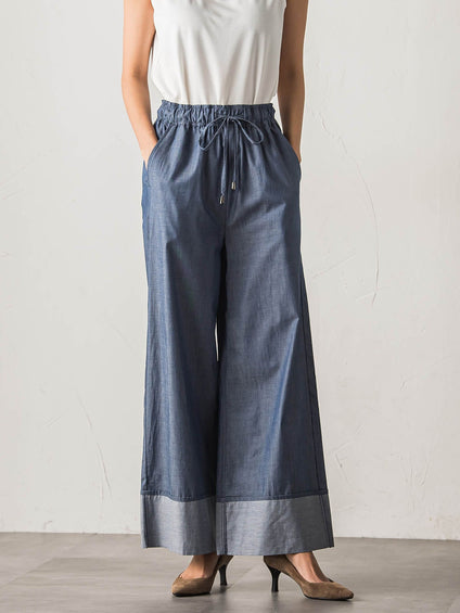 【biyori】ダンガリーワイドパンツ≪手洗い可能≫