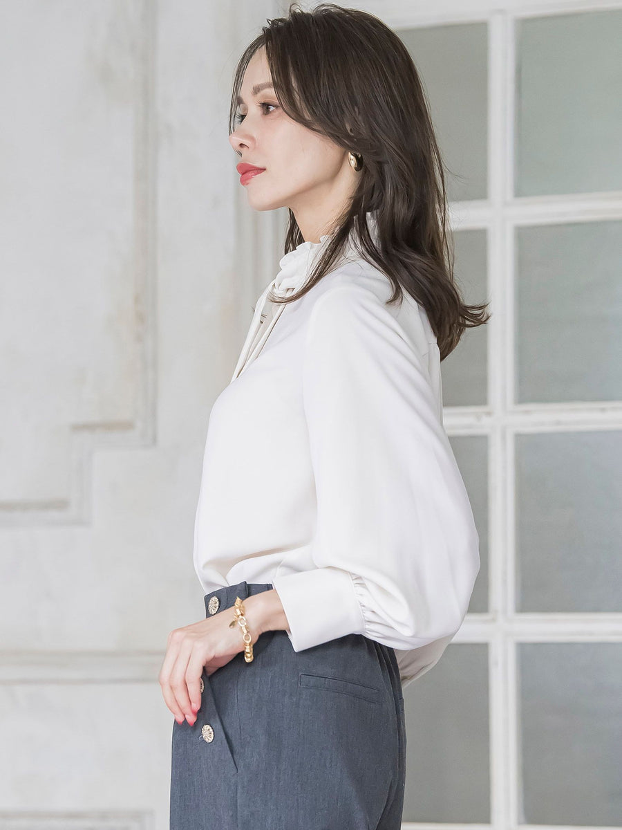 フリルネックボウタイブラウス≪洗濯機で洗える≫ | Viaggio Blu