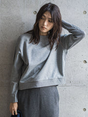 【WEB限定】裏毛×ニット前後ドッキングプルオーバー≪手洗い可能≫