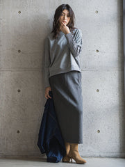【WEB限定】裏毛×ニット前後ドッキングプルオーバー≪手洗い可能≫