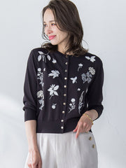 【新色追加】ハーブ刺繍カーディガン≪手洗い可能≫