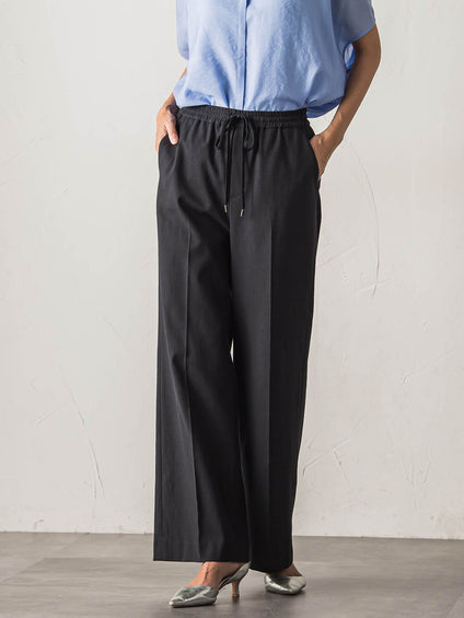 【大きいサイズ】【biyori】シェルタリングドライオックスワイドパンツ≪洗濯機で洗える≫