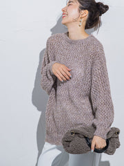 【ざっくりメッシュが可愛い】メッシュラメニット《手洗い可能》