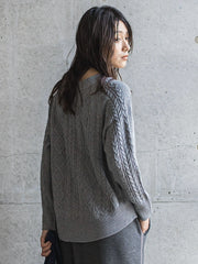 【WEB限定】裏毛×ニット前後ドッキングプルオーバー≪手洗い可能≫