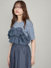 ギャザーフリルTシャツ≪手洗い可能≫