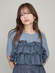ギャザーフリルTシャツ≪手洗い可能≫