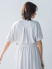 キレイ×リラックス バンドカラーブラウス≪接触冷感/UV/洗濯機で洗える≫