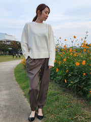 【WEB限定】 ≪洗えるニット≫ラウンドネックニット≪Lサイズあり≫