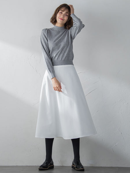 【S/M/L展開】冬仕様 美シルエットロングフレアスカート ≪洗濯機で洗える≫