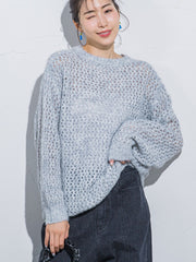 【ざっくりメッシュが可愛い】メッシュラメニット《手洗い可能》