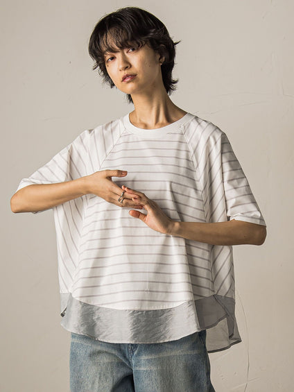 【新色追加】ドライコットン裾ドッキングドルマンプルオーバー≪洗濯機で洗える≫