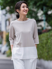 【大きいサイズ】Tシャツ風ニットプルオーバー≪手洗い可能≫