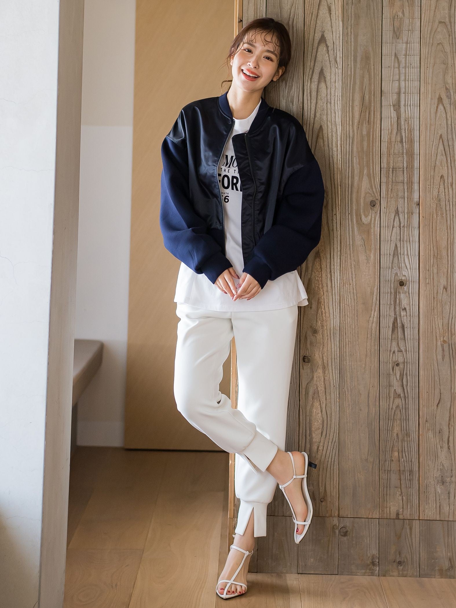 【ビッキー定番/ロングシーズン大活躍の多機能素材/L号サイズ登場!】裾スリットジョガーパンツ《洗濯機で洗える》