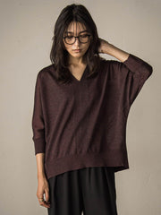 LEVITAシアーVネックドルマンニットプルオーバー≪手洗い可能≫