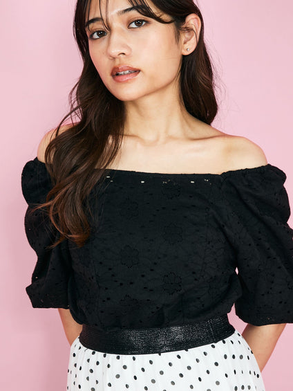 【SHIORI IRIE コラボ】2WAYオフショルレースブラウス≪手洗い可能≫