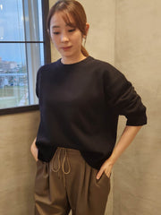【WEB限定】 ≪洗えるニット≫ラウンドネックニット≪Lサイズあり≫