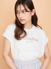 スパンコール刺繍ロゴTシャツ≪手洗い可能≫