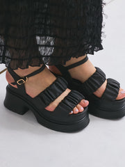 シャーリングシフォンタイトスカート≪手洗い可能≫