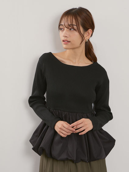 スポンディッシュニットバルーンプルオーバー≪手洗い可能≫