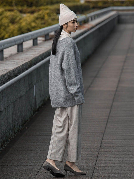 【大きいサイズ】ヘアリーアルパカシャギーニットカーディガン