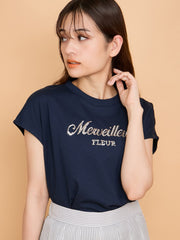 スパンコール刺繍ロゴTシャツ≪手洗い可能≫